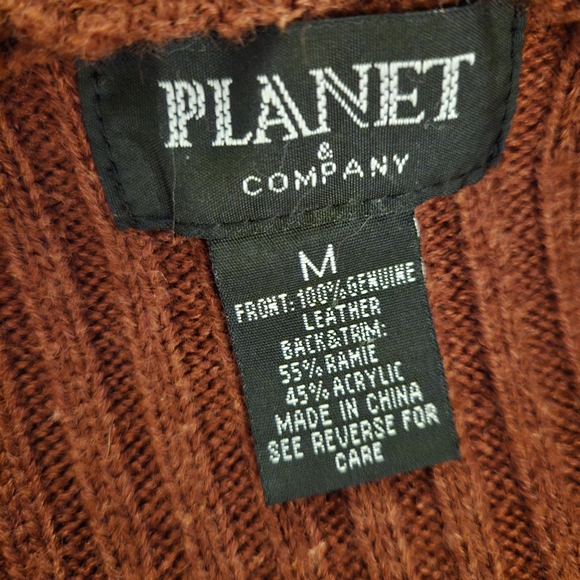 Leather Front Hooded Vest Planet & Company Sz M - Picture 2 of 7